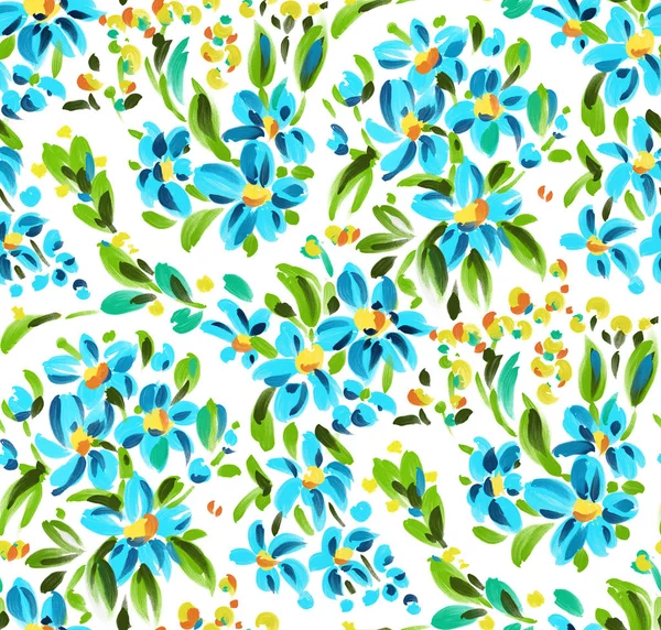 Голубые цветы в акварели Стоковая Картинка